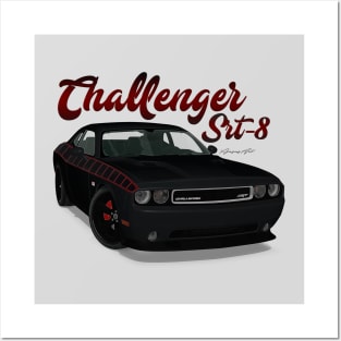 Challenger Srt-8 Black Custom Front Posters and Art